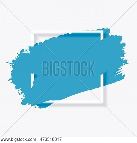 Blue Brush Grunge Frame Banner Isolated On White Background. Brush Stroke Frame With Copyspace. Vect