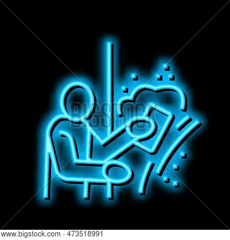 Plasterer Working Neon Light Sign Vector. Plasterer Working Illustration