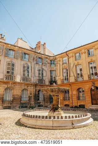 The Fountain Of Place Dalbertas In Central Aix-en-provence Is A Historical Landmark That Has Been St