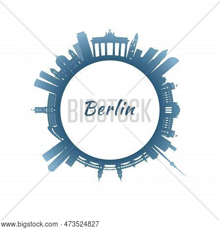 Berlin Skyline With Colorful Buildings. Circular Style. Stock Vector Illustration.