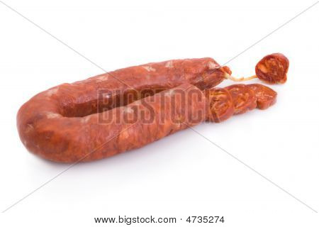 Barrancos üzerinden İber Chorizo dilimlenmiş