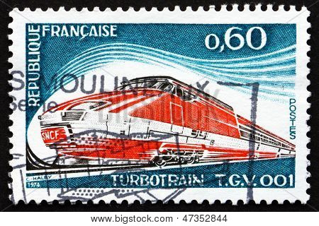 Francobolli Francia 1974 Mostra Turbotrain T.g.v 001