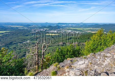 View Of The Summer Landscape With The Town Of Novy Bor From The Viewpoint On The Klic Mountain. Lusa