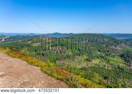 View Of The Summer Landscape Of The Lusatian Mountains From The Viewpoint On The Klic Mountain. Czec
