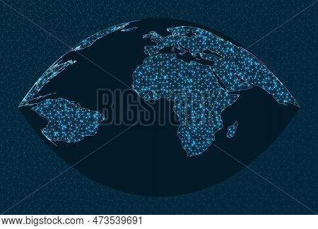 Global Network. Craig Projection. World Network. Superb Connections Map. Vector Illustration.