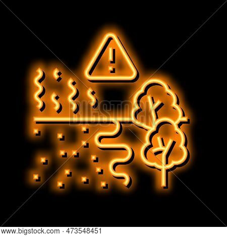 Desertification Climate Neon Light Sign Vector. Desertification Climate Illustration