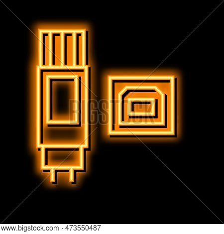 Usb Type B Neon Light Sign Vector. Usb Type B Illustration