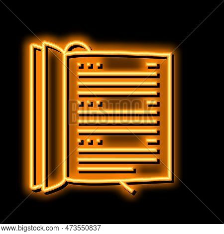 Datebook Diary Neon Light Sign Vector. Datebook Diary Illustration
