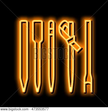 Bamboo Skewers Neon Light Sign Vector. Bamboo Skewers Illustration