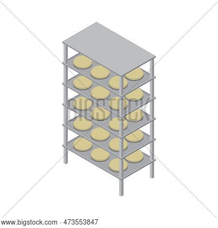 Bakery Interior Isometric Icon With Raw Bread Loaves On Metal Rack 3d Vector Illustration