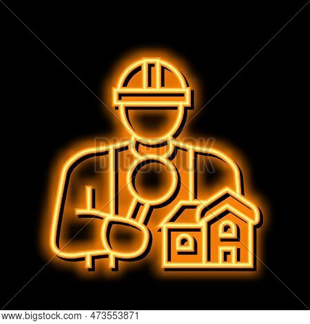 Home Inspector Neon Light Sign Vector. Home Inspector Illustration
