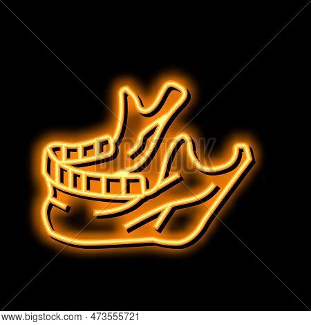 Jaw Bone Neon Light Sign Vector. Jaw Bone Illustration