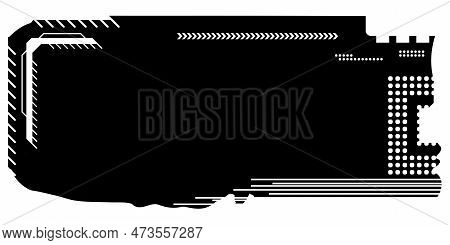 Rectangular Design Clipart In Tech Style Isolated On White. Short Tech Plate With Copy Space. Vector