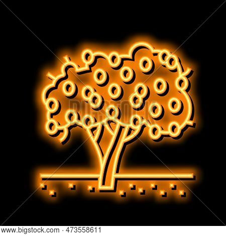 Tree Plant Lemon Neon Light Sign Vector. Tree Plant Lemon Illustration
