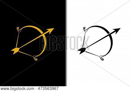 Bow And Arrow Gold Logo Design Icon Template Element Vector