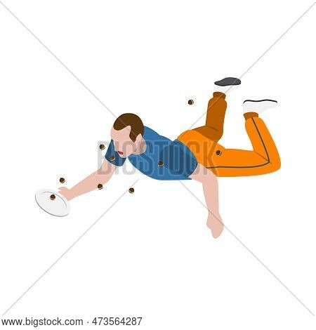 Isometric Male Cosmonaut Eating In Zero Gravity 3d Vector Illustration