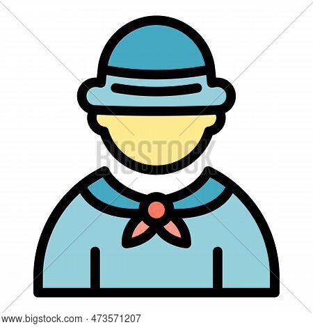 Scout Boy Icon. Outline Scout Boy Vector Icon For Web Design Isolated On White Background Color Flat