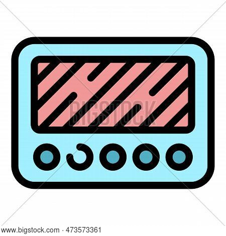 Grill Oven Icon. Outline Grill Oven Vector Icon For Web Design Isolated On White Background Color Fl