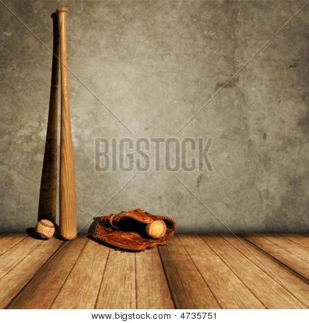 Baseball sprzęt na mur beton