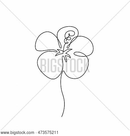 Hibiscus Line Art. Vector Flower. Continuous Line Drawing Vector For Print Poster, Card, Sticker Tat