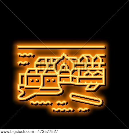 Dubrovnik Old Town Neon Light Sign Vector. Dubrovnik Old Town Illustration
