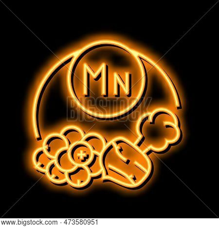 Mn Vitamin Neon Light Sign Vector. Mn Vitamin Illustration
