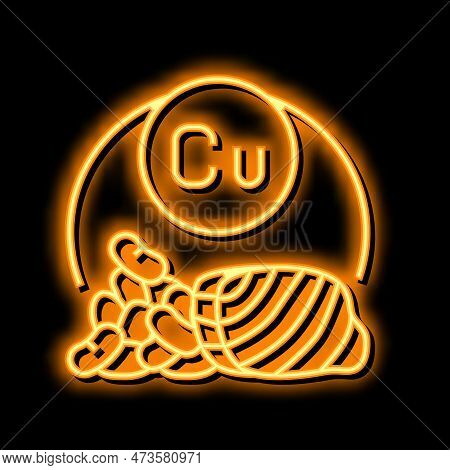 Cu Healthy Vitamin Neon Light Sign Vector. Cu Healthy Vitamin Illustration