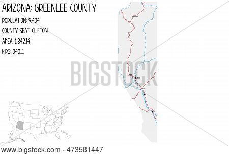Large And Detailed Map Of Greenlee County In Arizona, Usa.