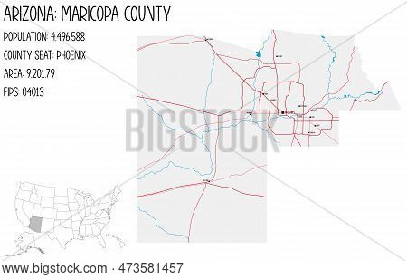 Large And Detailed Map Of Maricopa County In Arizona, Usa.