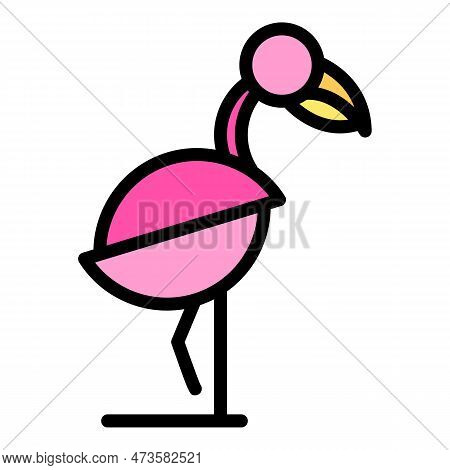 Zoology Flamingo Icon. Outline Zoology Flamingo Vector Icon For Web Design Isolated On White Backgro
