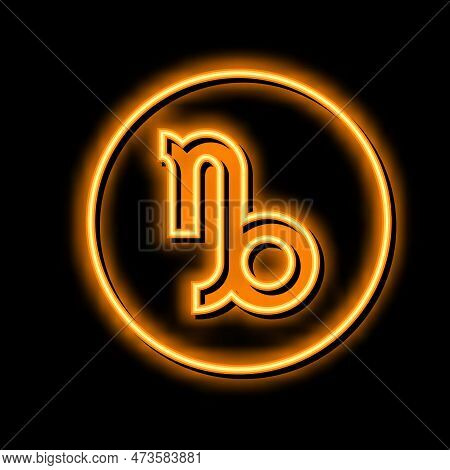 Capricornus Zodiac Neon Light Sign Vector. Capricornus Zodiac Illustration
