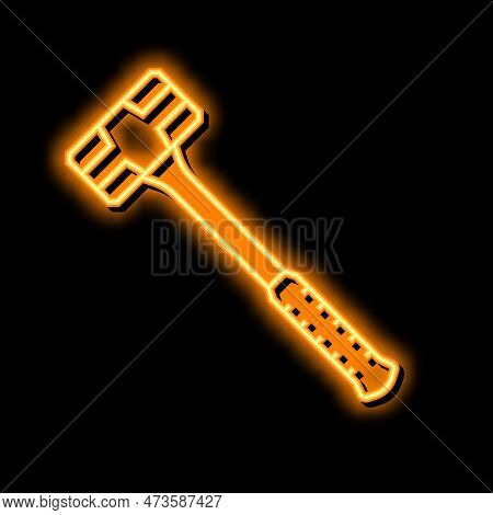 Hammer Tool Repair Neon Light Sign Vector. Hammer Tool Repair Illustration