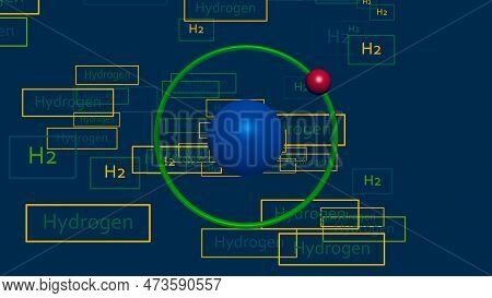 Hydrogen Atomic Level Rotating Nucleus Info Graphic