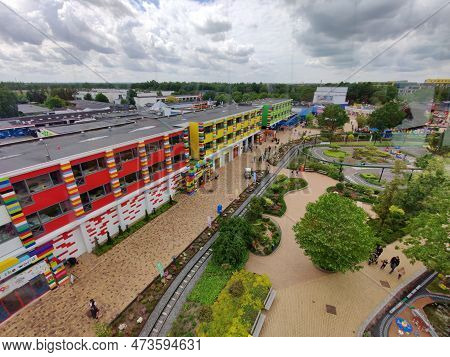 Billund, Denmark - June 11 2022: Legoland Billund Resort. Famous Amusement Park, Hotel And Lego Hous