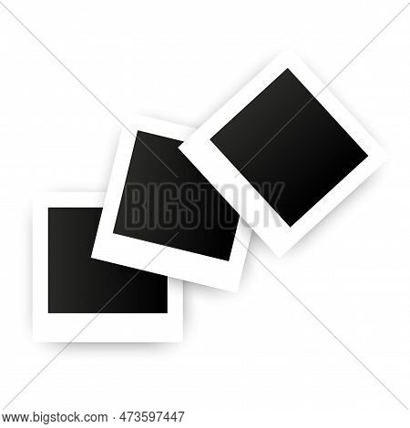 Realistic Photo Frame Set. Photo Album Template Set. Scrapbook Pattern. Vector Illustration.