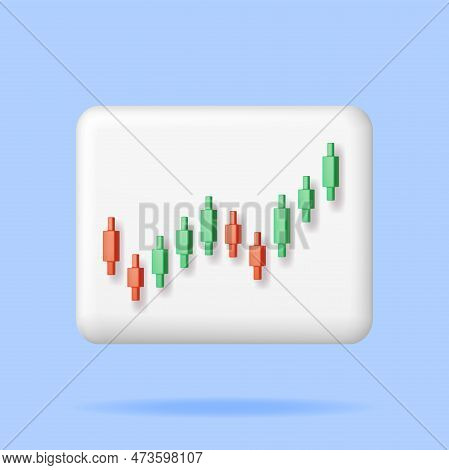 3d Growth Stock Diagram Isolated. Render Stock Candle Shows Growth Or Success. Financial Item, Busin