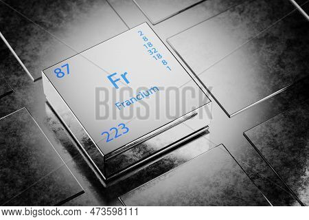 3d Illustration Of Francium As An Element Of The Periodic Table. Francium Element Cesium A Metallic 