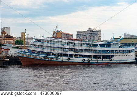 Manaus, Brazil - December 04, 2015: Sagrado Coracao De Jesus Cruise Ship