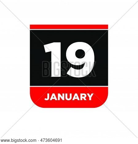 19th January Vector Calendar Page. 19 Jan Icon.