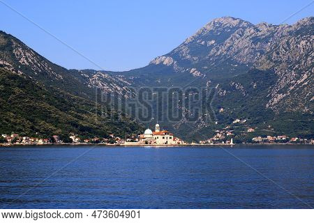 Montenegro, Kotor Bay. Beautiful Church On Island, Madonna On Reef, Near City Perast In Montenegro. 