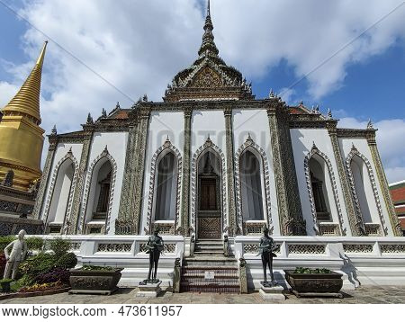 Bangkok, Thailand- 13 Feb, 2023: Phra Viharn Yod Temple At Grand Palace Complex In Bangkok. The Buil