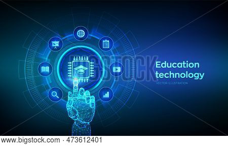 Education Technology. Edtech. Innovative Online E-learning Concept. Webinar, Knowledge, Online Train