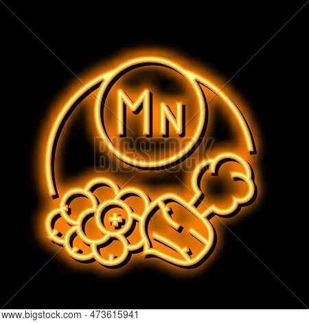 Mn Vitamin Neon Light Sign Vector. Mn Vitamin Illustration