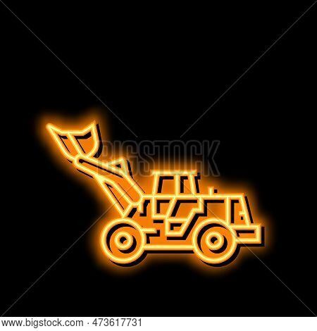 Loader Construction Car Vehicle Neon Light Sign Vector. Loader Construction Car Vehicle Illustration