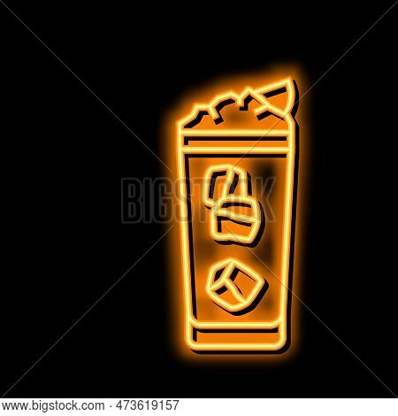 Dark Stormy Cocktail Glass Drink Neon Light Sign Vector. Dark Stormy Cocktail Glass Drink Illustrati