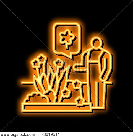 Planting And Flowerbeds Neon Light Sign Vector. Planting And Flowerbeds Illustration