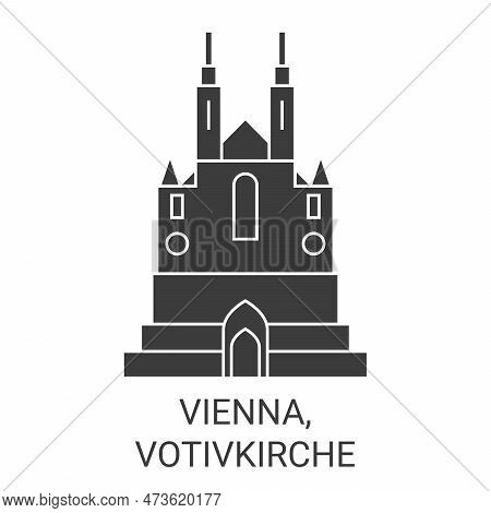 Austria, Vienna, Votivkirche Travel Landmark Vector Illustration