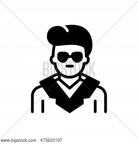 Black Solid Icon For Elvis Man Person Modern Young Dancer Smat Cool