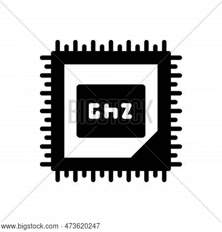 Black Solid Icon For Ghz Speed Range Giga-bait Billion-hertz Gigahertz Microprocessor