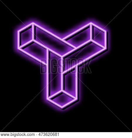 Paradox Impossible Geometric Shape Neon Light Sign Vector. Paradox Impossible Geometric Shape Illust